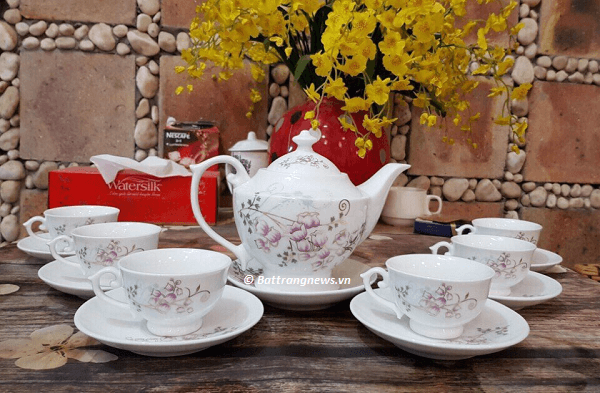 bộ ấm chén in logo ơn cô