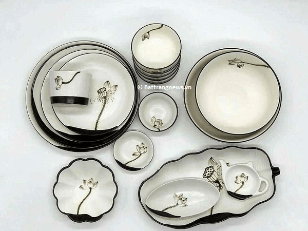 bộ đồ ăn men kem