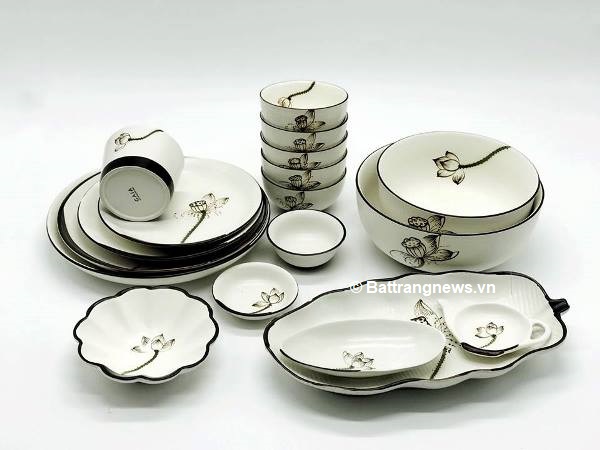 Bộ đồ ăn Bát Tràng vẽ tay thủ công