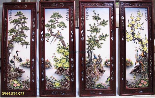 Bộ tranh sứ tứ quý Bát Tràng cao cấp