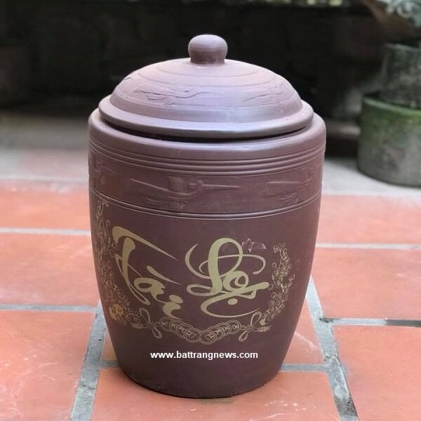 hũ sành đựng gạo tài lộc 18 kg