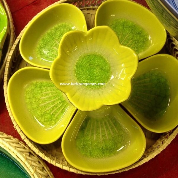 Khay gốm sứ b&aacute;t tr&agrave;ng đựng b&aacute;nh mứt kẹo đẹp gi&aacute; rẻ