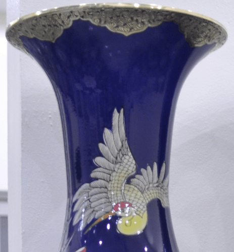 lọ lộc b&igrave;nh sen hạc bọc đồng men lam