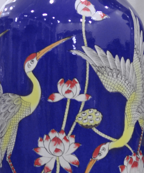 lọ lộc b&igrave;nh sen hạc bọc đồng men xanh