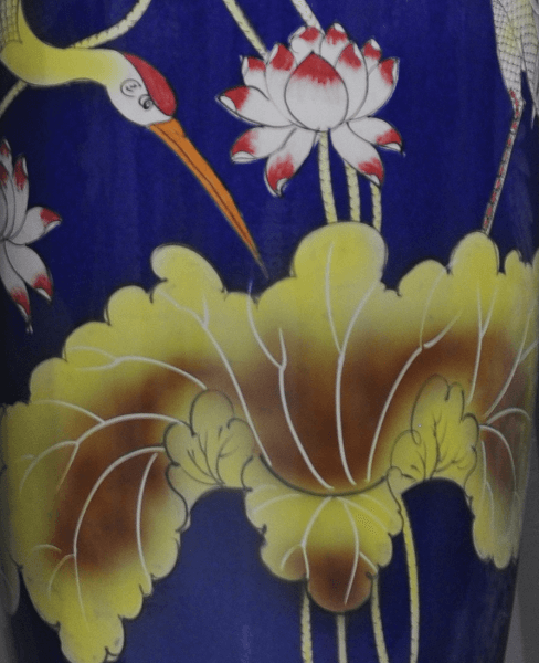 lọ lộc b&igrave;nh sen hạc bọc đồng men lam đẹp