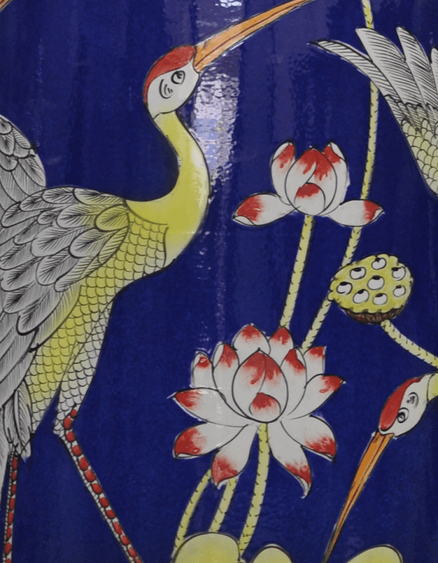 lọ lộc b&igrave;nh sen hạc men lam xanh