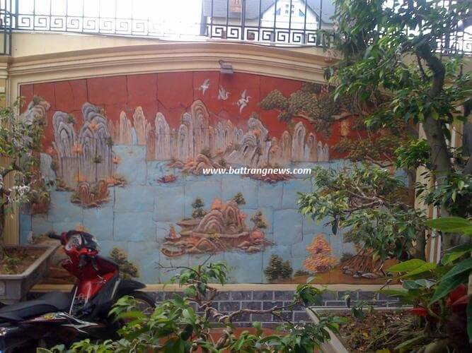 tranh gốm sứ bát tràng đắp nổi, tranh gốm sứ ghép mảnh treo tường sân vườn đẹp