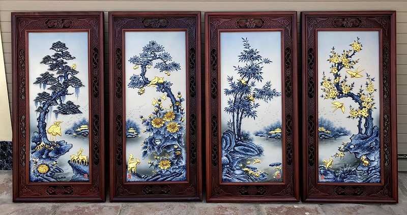 tranh theu vo chong hanh phuc