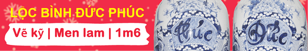 lọ lộc bình Đức Phúc men lam vẽ kỹ 1m6