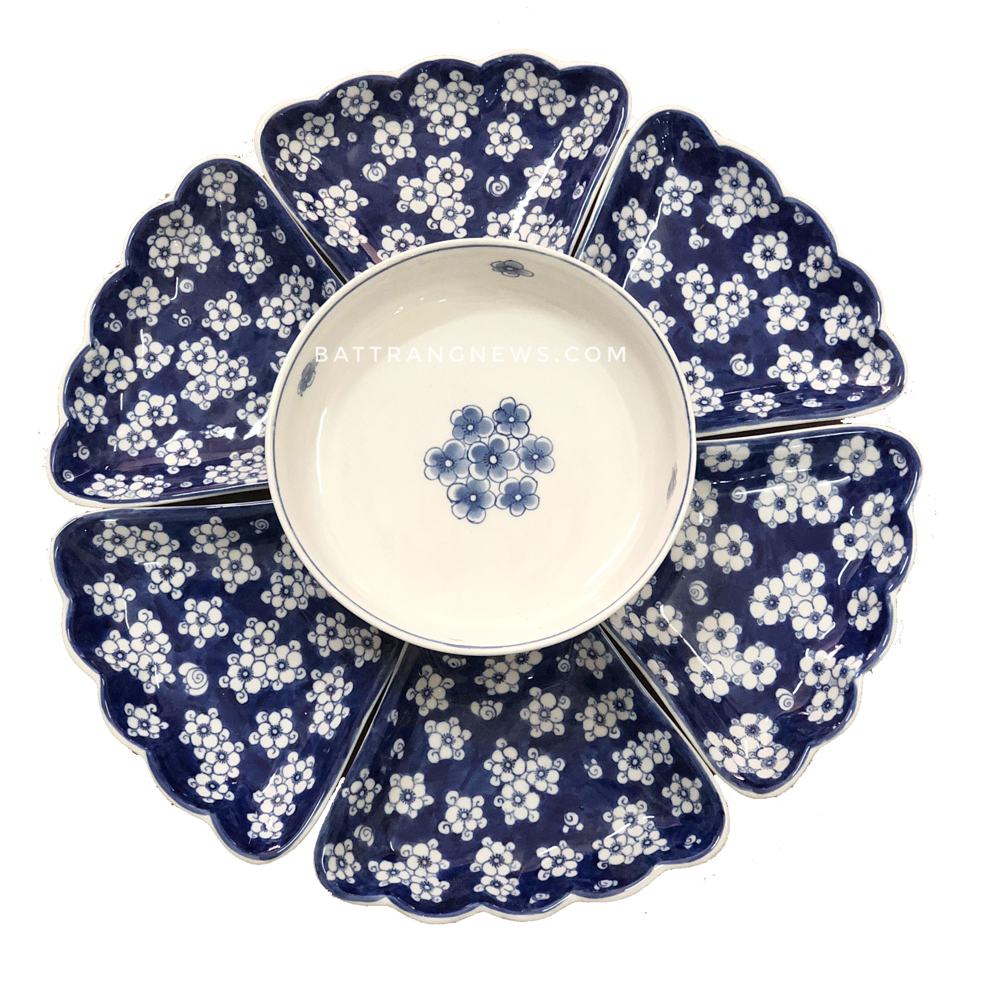 Bộ b&aacute;t đĩa B&aacute;t Tr&agrave;ng mặt trời đi băng ng&agrave;n hoa mai