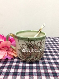 Bộ tách cafe cốc cao vẽ chuồn khoai men xanh cổ Bộ tách cafe cốc cao vẽ chuồn khoai men xanh cổ
