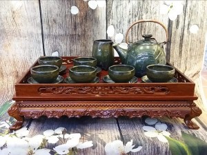 Khay trà gỗ hương đục S1(nhỏ)