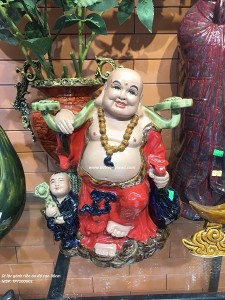 Di lặc gánh ngọc áo đỏ 38cm
