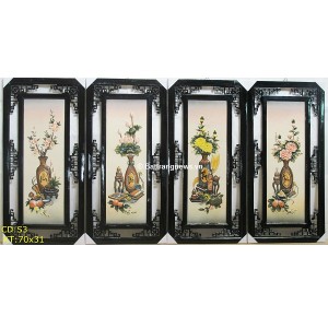 Tranh tứ cảnh cổ đồ nổi S3 70x31 cm