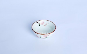 Bát chấm mắm men kem vẽ đào hồng