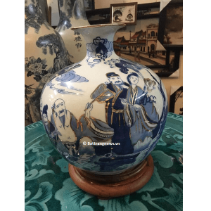 Bình hút tài lộc vẽ Bát Tiên vàng kim 30x27cm