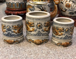 Bộ 3 bát hương gia tiên men rạn nổi cao cấp Bát Tràng