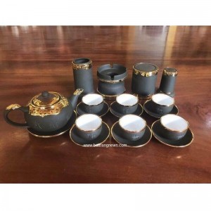 Bộ ấm chén tử sa pha trà bọc đồng đầy đủ phụ kiện
