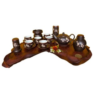 Bộ ấm trà quả hồng hoa mai full