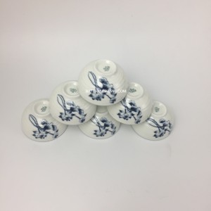 Bộ 6 bát ăn cơm men kem vẽ sen lam