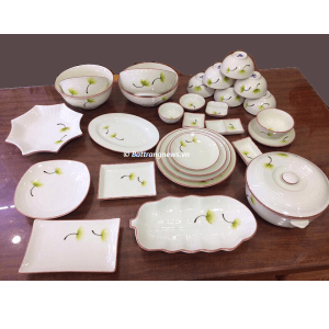Bộ bát đĩa men kem vẽ bồ công anh