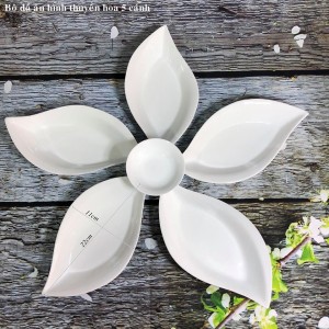 Bộ đĩa trang trí thuyền 5 cánh men trắng