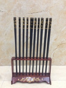 Bộ đũa thờ phít vàng rồng 10 dáng thẳng