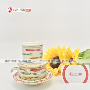 Bộ phin pha cafe bằng sứ cá 3 màu