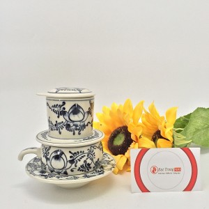 Bộ phin pha cafe bằng sứ sen dây đen