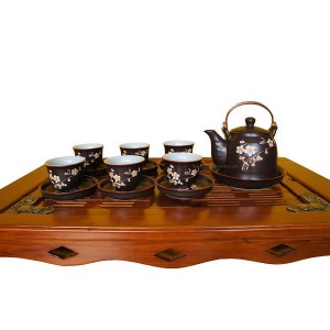 Bộ ấm trà giả vuốt khắc hoa đào