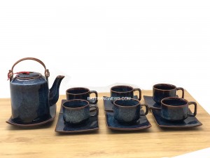 Bộ trà tích men hỏa biến xanh 750ml