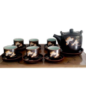 Bộ ấm trà vại cao hoa sen