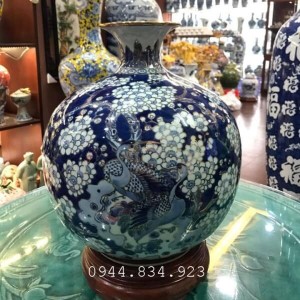 Bình hút mai hạc vẽ vàng kim KT 35x33cm