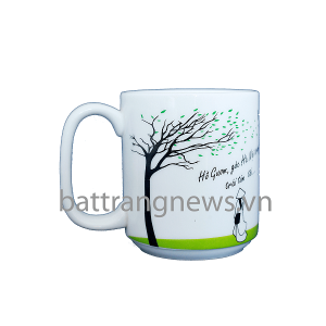 Ca cốc in logo quai vuông vẽ phong cảnh mẫu 1