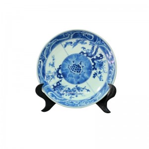 Đĩa cảnh trưng bày vẽ Tứ quý men lam