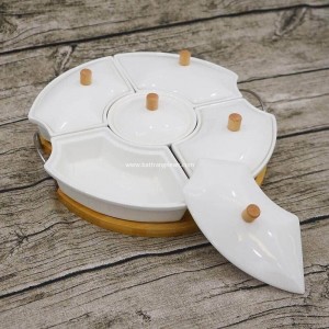 Khay đựng bánh mứt kẹo dáng tròn 5 hũ