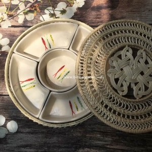 Khay đựng mứt tết vẽ cá nắp mây D35cm