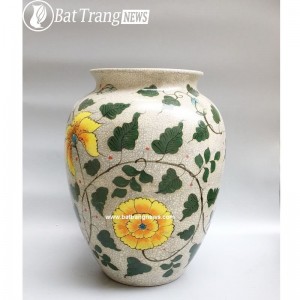 vò đại men rạn vẽ hoa dây