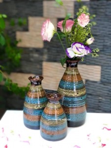 Lọ hoa men hỏa biến cặp 3 phình đáy 4 màu