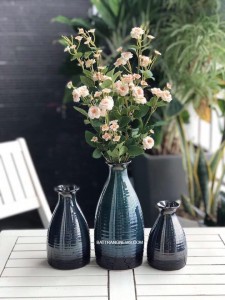 Lọ hoa men hỏa biến cặp 3 phình đáy