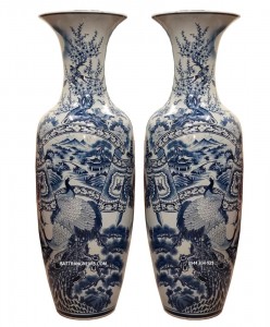 Lọ lộc bình Bích Họa Đồ men lam dáng béo 1m4 vẽ kỹ 2019