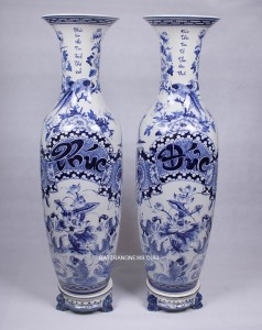 Lọ lộc bình Đức Phúc men lam 1m4