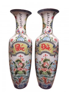 Lộc bình béo vẽ cuốn thư Phúc Đức men màu vẽ kỹ 1m6 2019