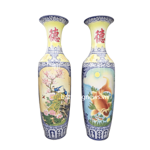 Lọ lộc bình lý ngư vọng nguyệt men vàng mẫu 1m6