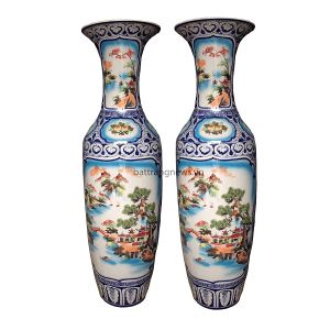 Lộc bình sơn thủy nhị cảnh men màu 1m4