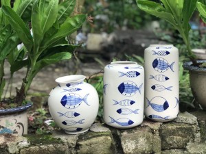 Set bộ lọ hoa Bát Tràng cá đàn