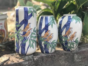 Set bộ lọ hoa Bát Tràng chim xuân