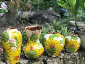 Set bộ lọ hoa Bát Tràng hoa hướng dương