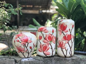 Set bộ lọ hoa Bát Tràng hoa mộc lan