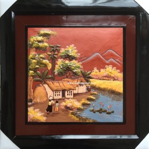 Tranh Gốm Bát Tràng Làng Quê 05